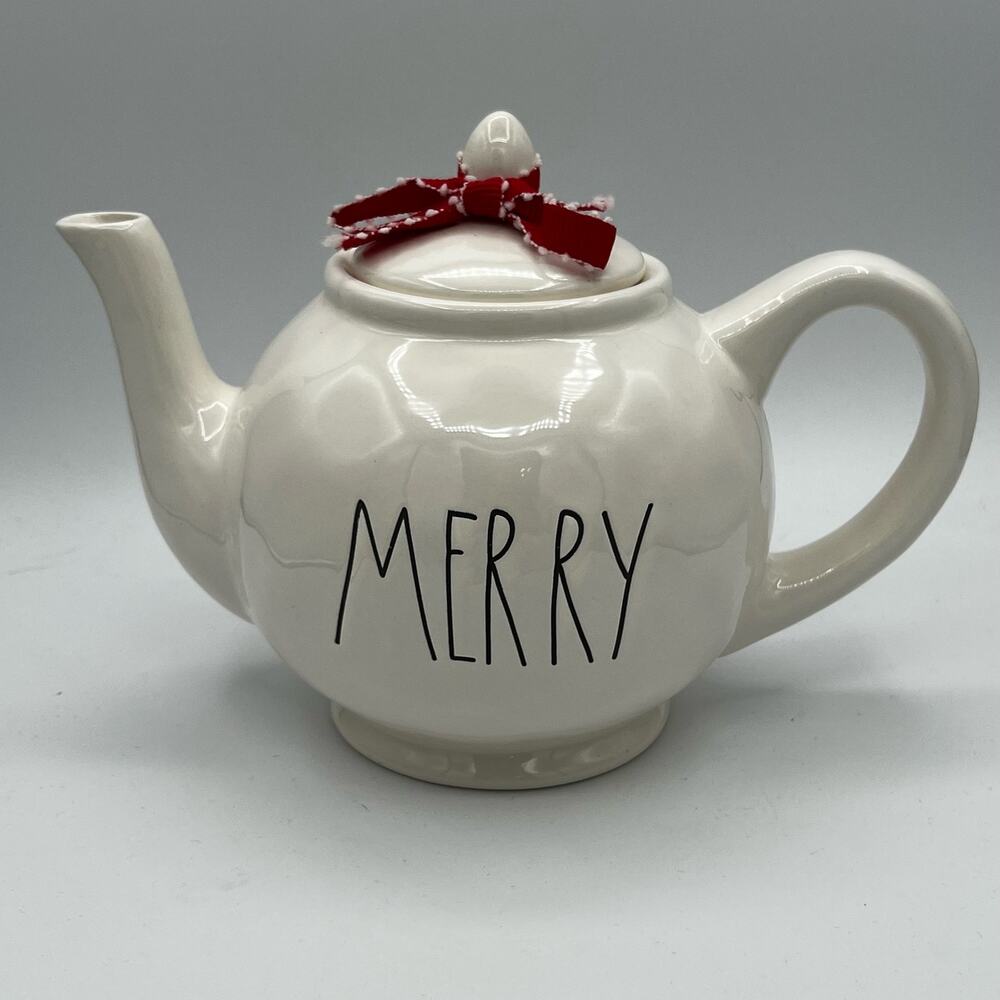 Rae Dunn White Merry Tea Pot